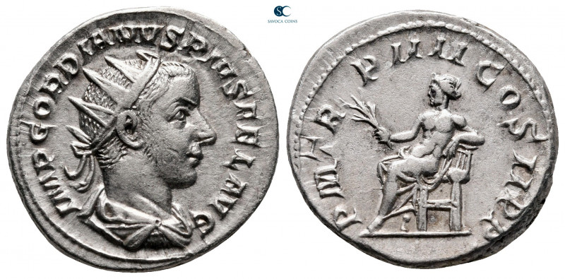 Gordian III AD 238-244. Rome
Antoninianus AR

19 mm, 4,57 g

IMP GORDIANVS ...