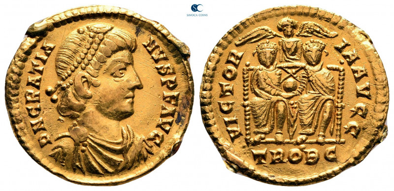 Gratian AD 367-383. Treveri
Solidus AV

19 mm, 4,53 g

D N GRATIANVS P F AV...