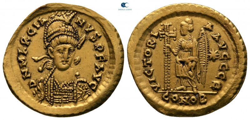 Marcian AD 450-457. Struck AD 450. Constantinople
Solidus AV

21 mm, 4,29 g
...