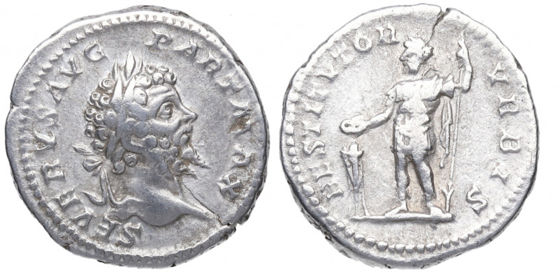 200/1 d.C. Septimio Severo. Roma. Denario. DS 4124 k.1.a. Ag. 3,37 g. RESTITVTOR...