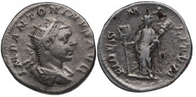 219 d.C. Heliogábalo. Roma. Antoniniano. Ve. 4,70 g. FIDES MILITVM . MBC. Est.50.