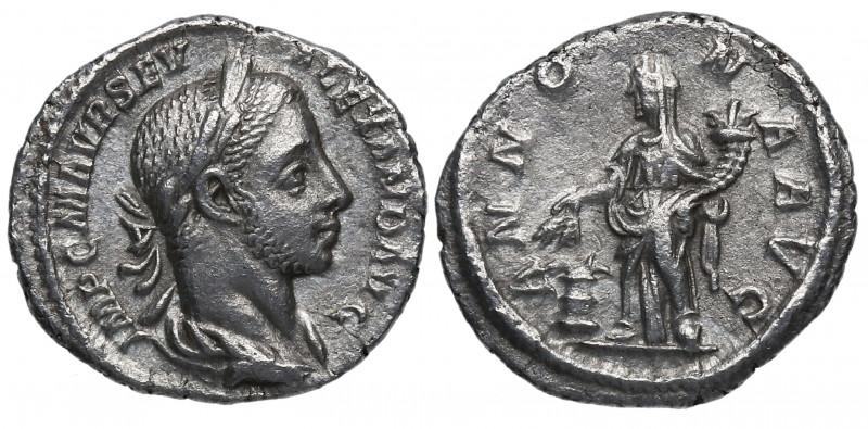 228 d.C.. Alejandro Severo. Roma. Denario. DS 4816 a.1 . Ag. 2,84 g. ANNONA AVG....