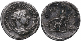 238 d.C. Gordiano III. Roma. Antoniniano. Ve. 4,35 g.  FORT REDVX. MBC-. Est.65.