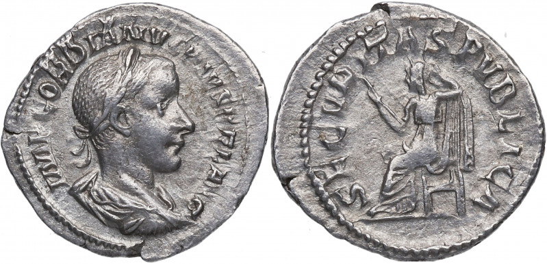 240 d.C. Gordiano III. Roma. Denario. RSC 340 – RIC 130. Ag. 2,87 g. SECVRITAS P...