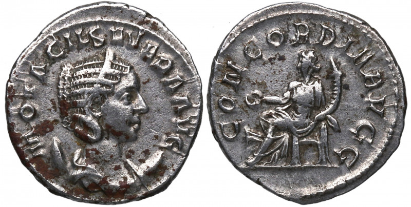 245-248 d.C. Otacilia Severa. Roma. Antoniniano. Ve. 3,78 g. CONCORDIA AVG G Bus...