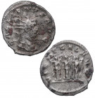 253-268 dC. Galieno (253-268 dC). Roma. Antoniniano. Ve. 2,18 g. RARÍSIMA y más en esta calidad. Tres virtudes en reverso. BC+ / MBC-. Est.1200.