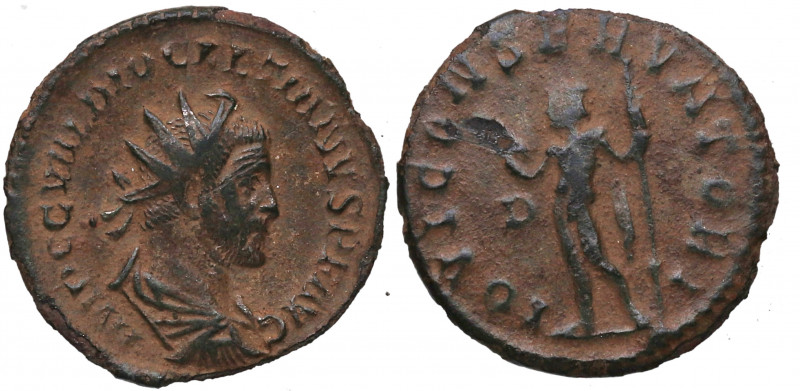 284-286 d.C. Diocleciano. Lyon. Aureliano. Ae. 2,89 g. IOVI CONSERVATORI. 4ª ofi...