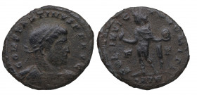 307-337 d.C . Constantino I (307-337). Treveri. Nummus. Ae. 2,31 g. IMP CONSTANTINVS PF AVG Busto de Constantino a derecha, laureado y con capa alrede...