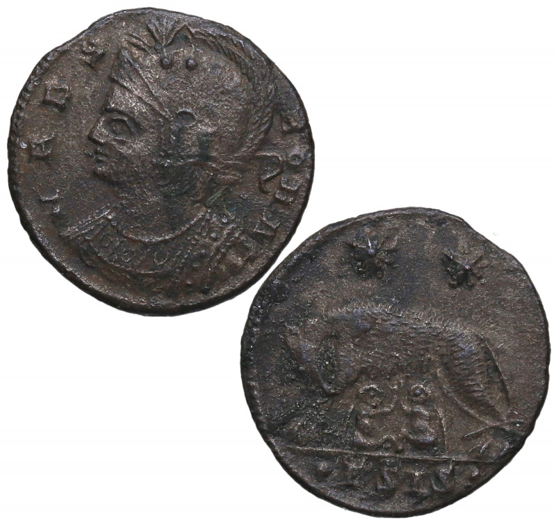 307-337 d.C. Constantino I (307-337). Siscia. AE3. Ae. 2,30 g. Busto con casco d...