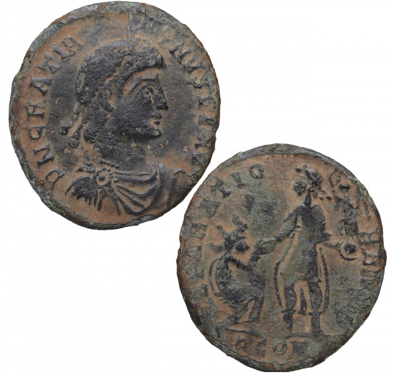 367-375 d.C.. Graciano. AE2. Ve. 4,00 g. ESCASA. MBC- / BC+. Est.70.