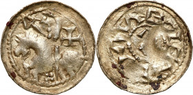 Medieval coins
POLSKA / POLAND / POLEN / SCHLESIEN

Bolesław II Śmiały (1058-1080). Denar książęcy, Krakow (Cracow) - krzyż na księciem 

Aw.: Gł...