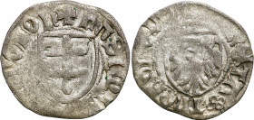 Medieval coins
POLSKA / POLAND / POLEN / SCHLESIEN

Kazimierz IV Jagiellończyk (1446-1492). Szelag, Torun 

Aw.: Tarcza z krzyżem lotaryńskim, le...