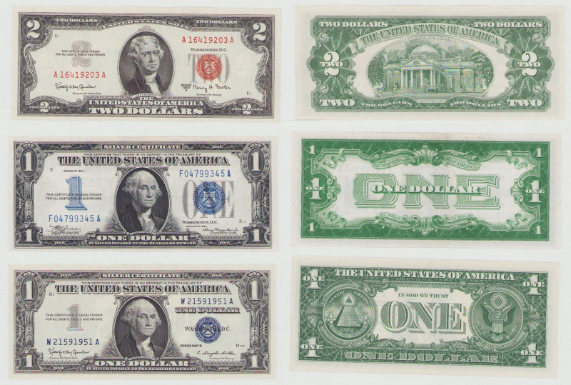 World Banknotes
USA. 1.2 dollars 1934 - 1963, set 3 banknotes, rarer 1934 

-...