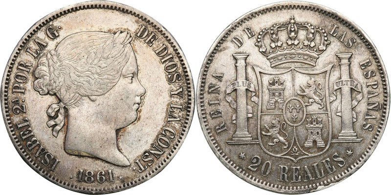 Spain
Spain. Isabel II (1833-1868). 20 Reales 1861, Madrid 

Ciemna patyna, d...