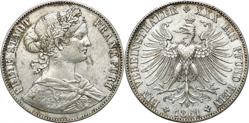 Germany
Germany. Thaler 1861, Frankfurt 

Ślady obiegu, rzadsza moneta. Ślady...