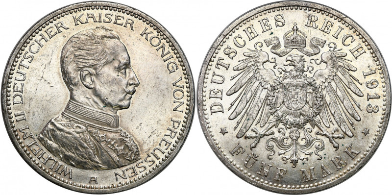 Germany
Germany, Prussia. 5 Mark 1913 A, Berlin 

Awers czyszczony, rewers św...