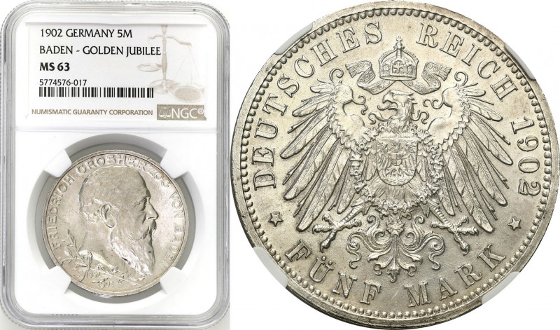 Germany
Germany, Baden. 5 marks 1902, Karlsruhe NGC MS63 - BEAUTIFUL 

Wybite...