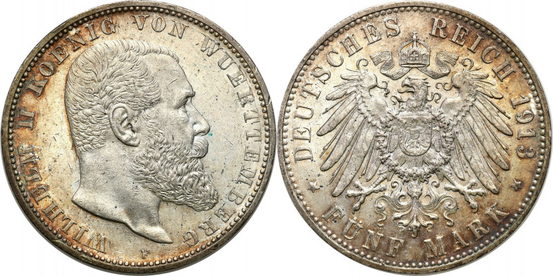 Germany
Germany, Wrttemberg. 5 Mark 1913 F, Stuttgart 

Delikatny połysk w tl...