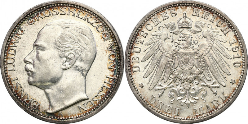 Germany
Germany, Hesse. 3 mark 1910 A Berlin 

Piękny połysk, delikatna patyn...