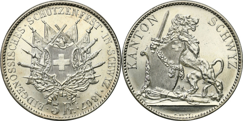 Switzerland
Switzerland, Schwyz, 5 francs 1867, Bern - Shooting Festival 

Wy...