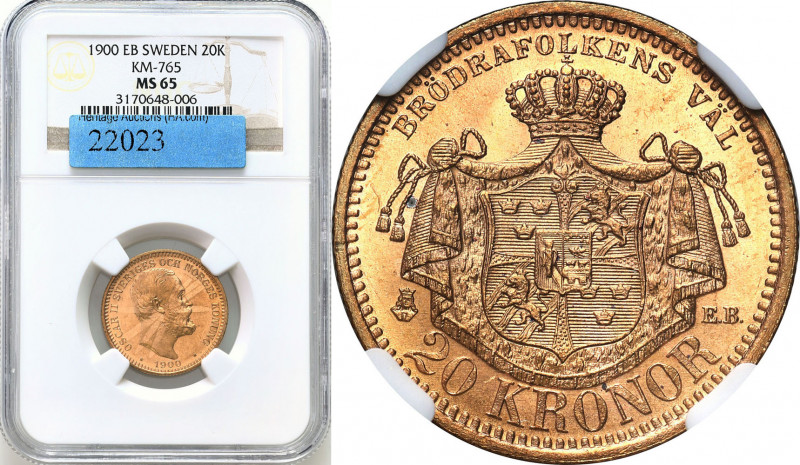 Sweden
Sweden. Oscar II. 20 kroner 1900 Stockholm NGC MS65 

Idealnie zachowa...