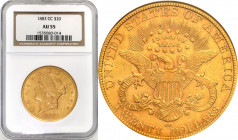 USA (United States of America)
USA. Dollar $ 20 1883, CC, Carson City NGC AU55 - RARE 

Monety wybite w mennicy Carson City są zazwyczaj znacznie r...