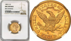 USA (United States of America)
USA. Dollar $ 5 1880 S, San Francisco NGC UNC - BEAUTIFUL 

Pięknie zachowana moneta. Minus za zacięty rant. Moneta ...