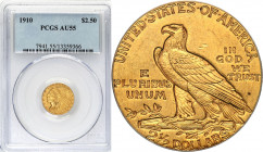 USA (United States of America)
US Dollar $ 2 1/2 1910 Philadelphia - PCGS AU55 

Ładny egzemplarz w slabie PCGS.Friedberg: 120&nbsp;

Details: Au...
