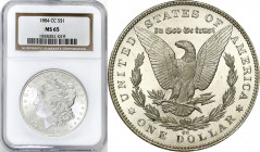 USA (United States of America)
US Dollar $ 1 1884 CC Carson City NGC MS65 - BEAUTIFUL 

Bardzo rzadka mennica CC Carson City.Piękny egzemplarz, int...