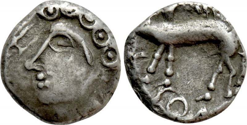 WESTERN EUROPE. Central Gaul. Sequani. Quinarius (1st century BC). 

Obv: Styl...