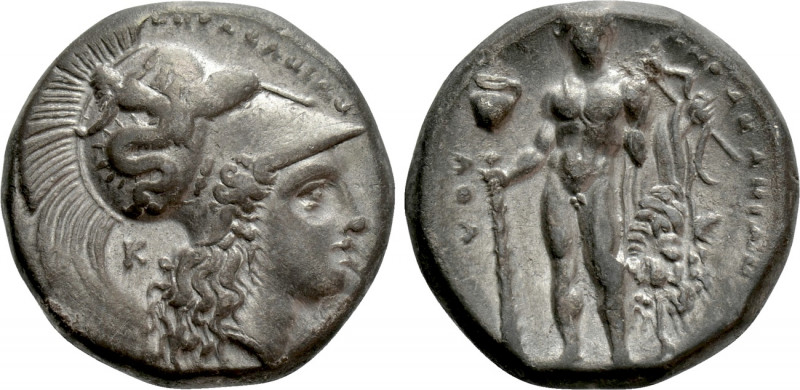 LUCANIA. Herakleia. Nomos (Circa 330-281 BC).

Obv: HPAKΛHIΩN.
Head of Athena...