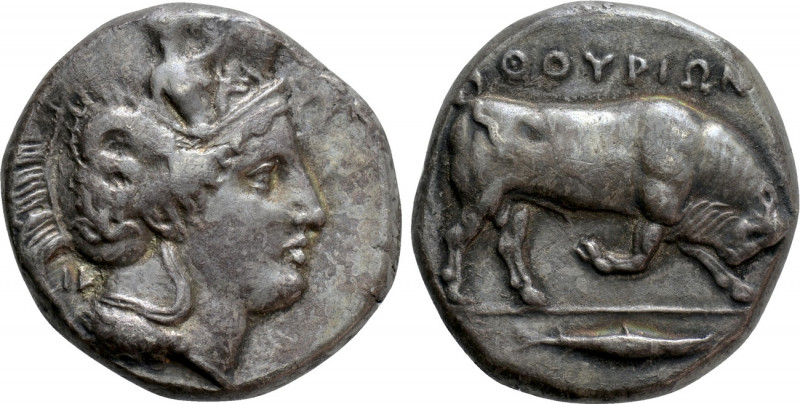 LUCANIA. Thourioi. Distater (Circa 400-350 BC). 

Obv: Helmeted head of Athena...