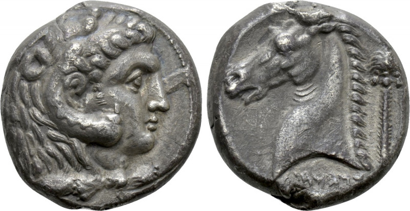 SICILY. Entella. Punic issues (Circa 300-289 BC). Tetradrachm. 

Obv: Head of ...