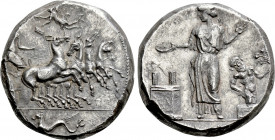 SICILY. Himera. Tetradrachm (Circa 409-407). Obverse die signed by the artist Mai-