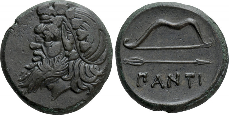 CIMMERIAN BOSPOROS. Pantikapaion. Ae (Circa 340-325 BC). 

Obv: Wreathed head ...