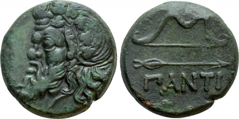 CIMMERIAN BOSPOROS. Pantikapaion. Ae (Circa 340-325 BC). 

Obv: Wreathed head ...