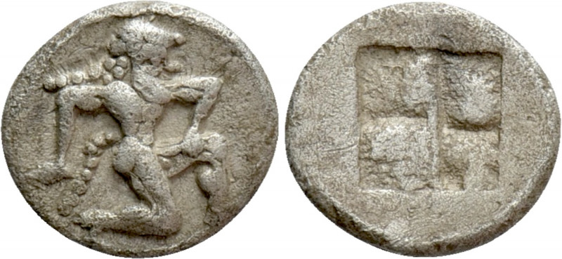 THRACE. Thasos. Diobol (Circa 500-480 BC). 

Obv: Satyr running right.
Rev: Q...