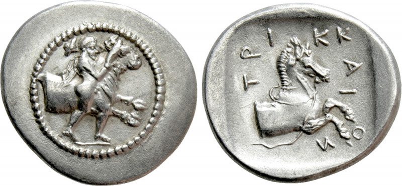 THESSALY. Trikka. Hemidrachm (Circa 440-400 BC).

Obv: Thessalos, petasos and ...