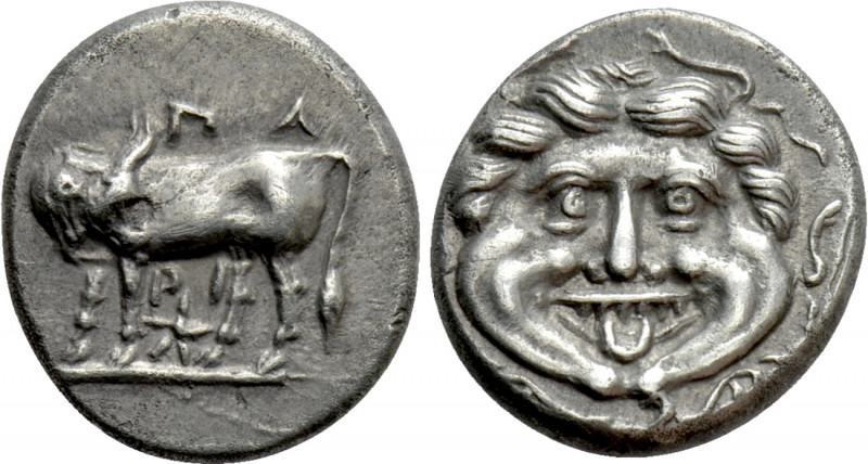 MYSIA. Parion. Hemidrachm (4th century BC). 

Obv: ΠΑ / ΡΙ. 
Bull, with head ...