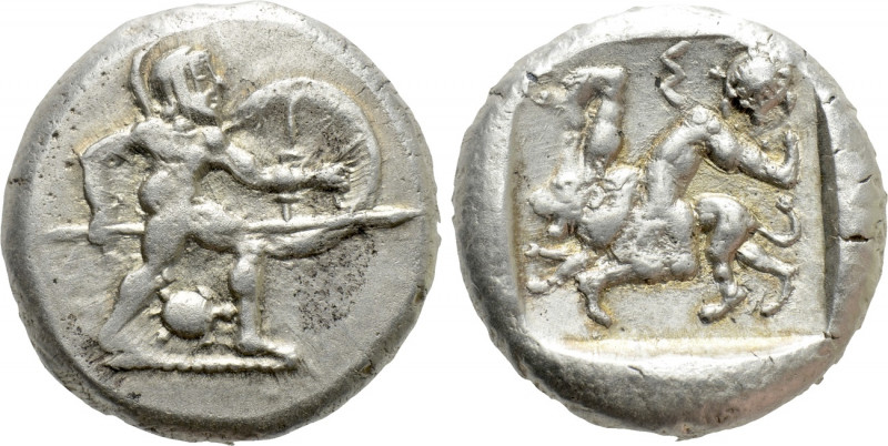 PAMPHYLIA. Aspendos. Stater (Circa 465-430 BC).

Obv: Warrior advancing right,...