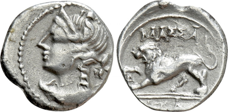 GALLIA. Massalia. Drachm (Circa 125-90 BC). 

Obv: Bust of Artemis left, bow a...