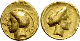 KYRENAICA. Kyrene. Ophellas (Ptolemaic Governor, first reign, circa 322-313 BC). GOLD Obol. Kyth-, magistrate