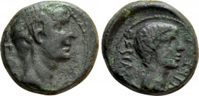 MACEDON. Thessalonica. Augustus with Divus Julius Caesar (27 BC-14 AD). Ae