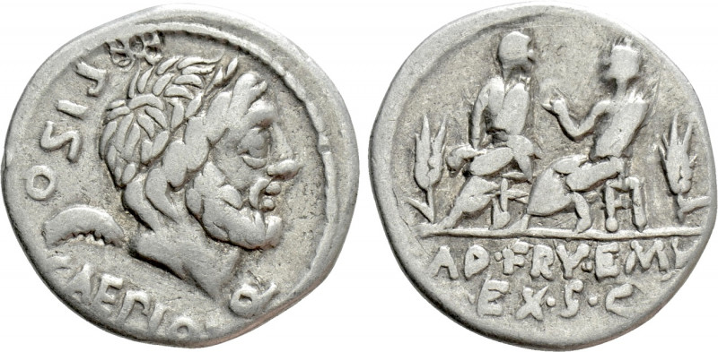 L. CALPURNIUS PISO CAESONIUS and Q. SERVILIUS CAEPIO. Denarius (100 BC). Rome. ...