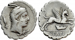 L. PAPIUS. Serrate Denarius (79 BC). Rome