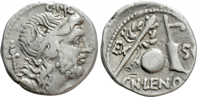 CN. LENTULUS. Denarius (76-75 BC). Spain. 

Obv: C P R. 
Diademed and draped ...