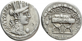 M. PLAETORIUS M. F. CESTIANUS. Denarius (57 BC). Rome