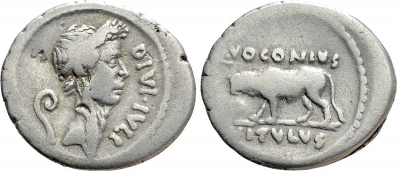 DIVUS JULIUS CAESAR (Died 44 BC). Denarius (40 BC). Rome. Q. Voconius Vitulus, m...