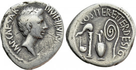 OCTAVIAN. Denarius (37 BC). Military mint travelling with Octavian