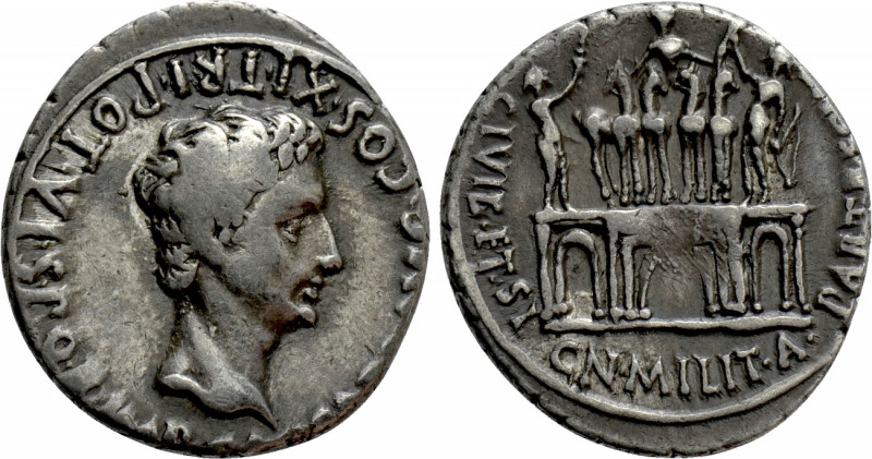 AUGUSTUS (27 BC-14 AD). Denarius. Colonia Patricia.

Obv: SPQR IMP CAESARI AVG...